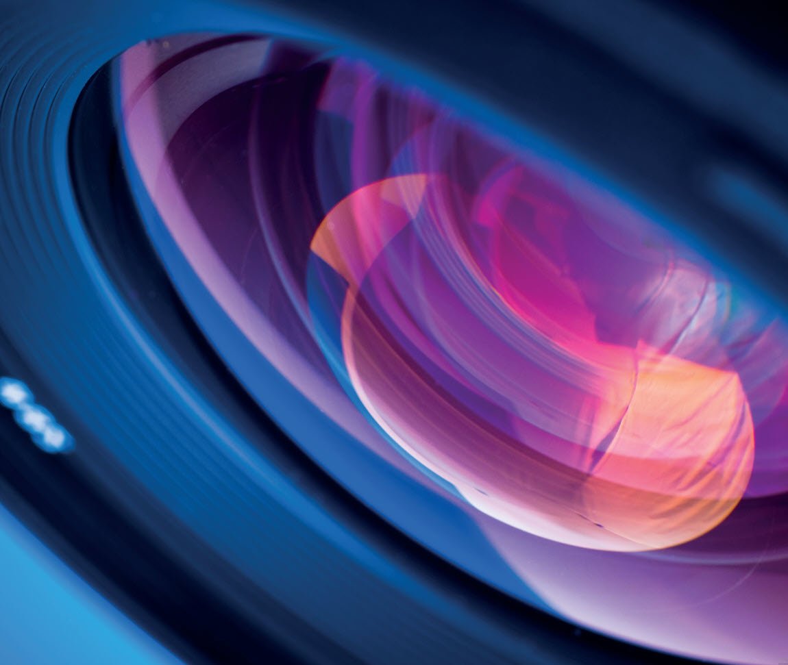 Close-up of a machine vision lens